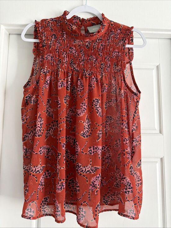 Maeve Tops - ANTHROPOLOGIE Maeve Rust Leopard Animal pattern tank Size 10
